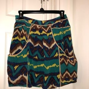 Multi color 100% silk mini skirt